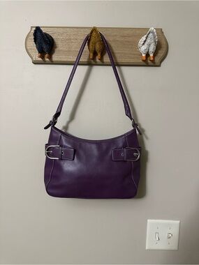 90s Purple Leather Shoulder Bag - Annex